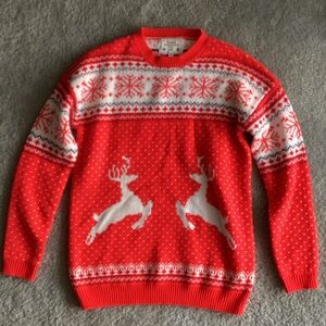 Men's Red Reindeer Crewneck Sweater - will fit women size M